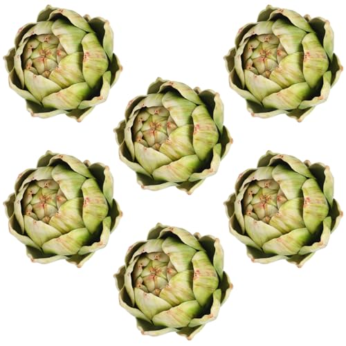 Large Green Faux Artichokes - 6 Pcs Decorative Bowl Fillers