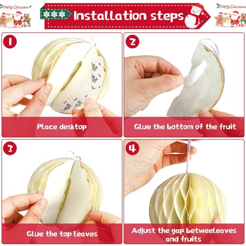 Nezyo 12 Pcs Christmas Hanging Honeycomb Balls 3D Paper Christmas Tree Ornaments Decorative Lantern Honeycomb Decorations for Holiday Winter Xmas Party Wonderland (White)