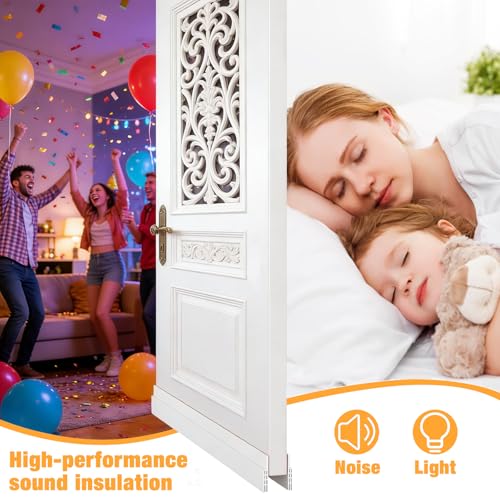 Door Draft Stopper 2 Pack - Silicone Under Door Sweep, 2" x 39" (White)