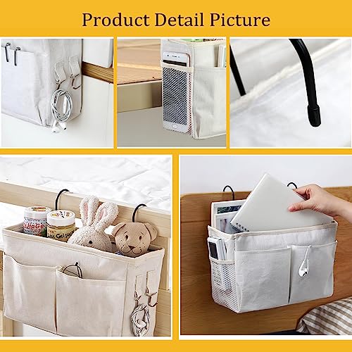 Bedside Caddy Organizer for Bunk Beds & Dorm Rails - Sturdy Canvas Storage