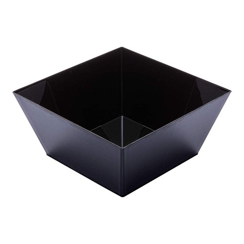 Restaurantware-18 Ounce Plastic Square Bowls, 25 Medium Square Plastic Serving Bowls - Recyclable, Crack-Resistant, Black Plastic Square Disposable Bowls, Durable, For Parties Or Catering Events