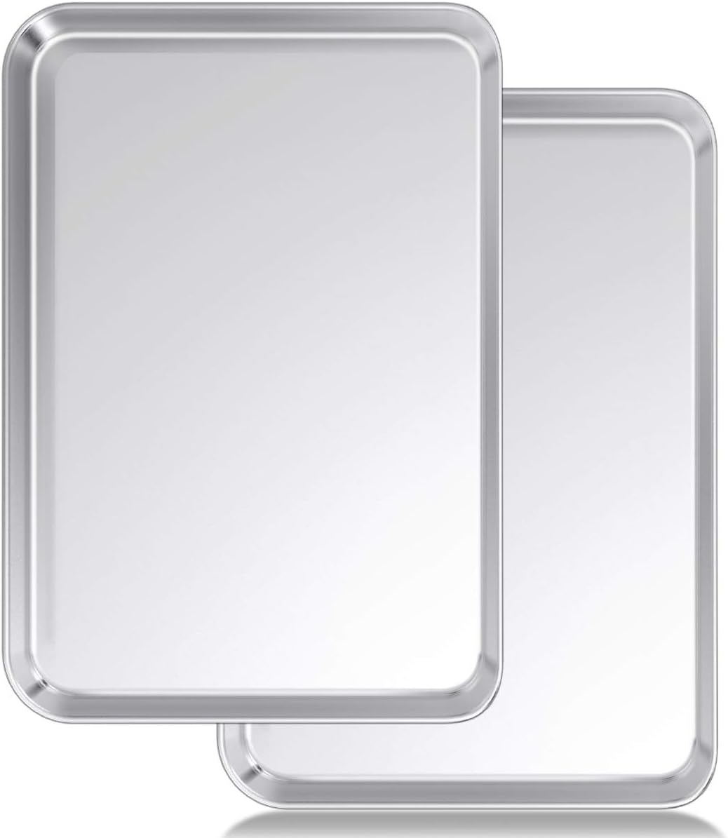 Wildone Stainless Steel Baking Sheet Set - Heavy Duty Non-Toxic Cookie Trays | 20 x 14 x 1 Inch