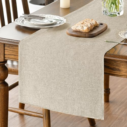 Light Brown Table Runner 13x72 Inch, Washable Fall Dining Table Decor
