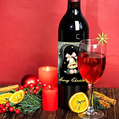 WorldBazaar Gold Foil Christmas Wine Bottle Stickers, 54-Pack