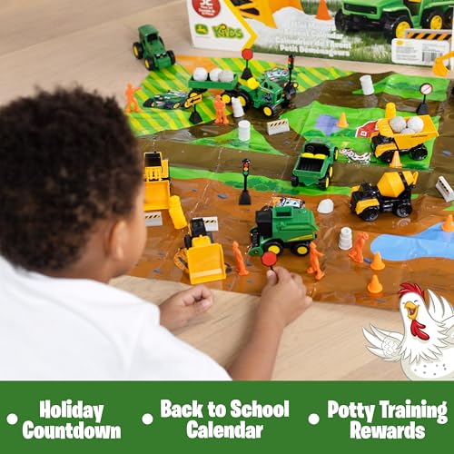 Kids Toy Vehicle Christmas Advent Calendar with Play Mat - 52 Pieces