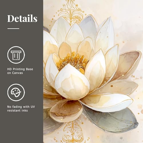 Tree of Life Lotus Yin Yang Canvas Wall Art, 3-Piece Framed Set 12"x16"