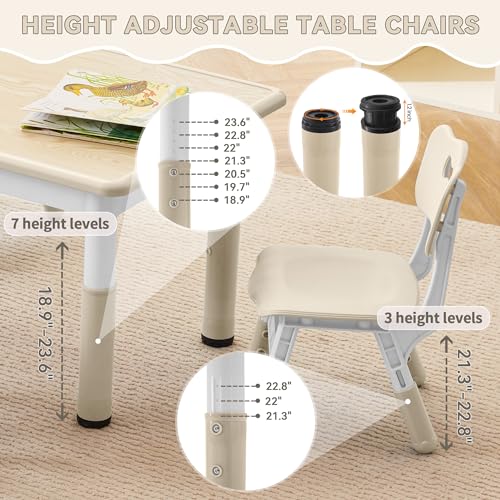 Adjustable Kids Study Table and 2 Chairs Set - Graffiti Art Activity Desk