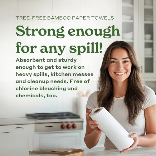 Tree-Free Bamboo Kitchen Paper Towels - Eco-Friendly 2-Ply (8 Family Rolls)