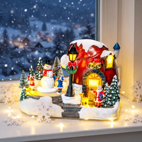 Musical Christmas Snowman Village Figurine,5.5"Lighted Resin Tabletop