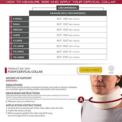 Cervical Collar Neck Support Brace - Soft Foam, Narrow 2.5" Depth, Medium