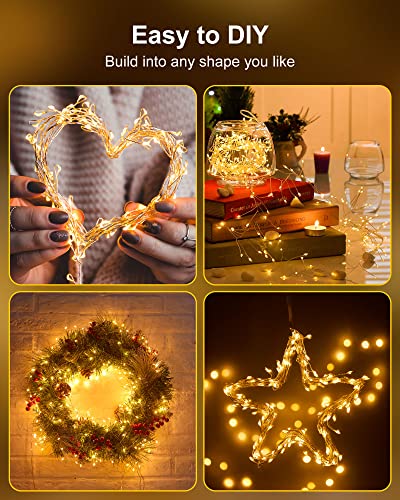Minetom 60 LED Fairy String Lights, 5 Feet Battery Operated Silver Wire Firefly Lights for Home Decor and Holidays