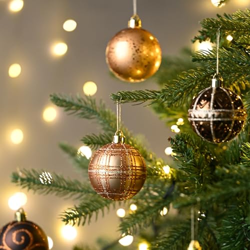 Valery Madelyn 35pcs Christmas Tree Ornaments Set 2 Inch Bronze Gold
