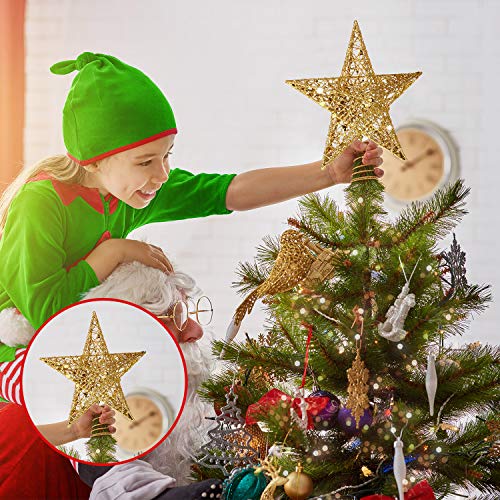 Blulu 10 Inch Gold Star Christmas Tree Topper - Star Topper for Large Tree