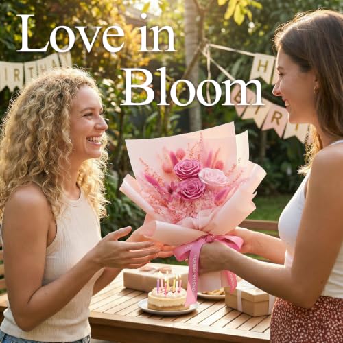 Preserved Rose Bouquet with Gift Box - Long-Lasting Floral Arrangement