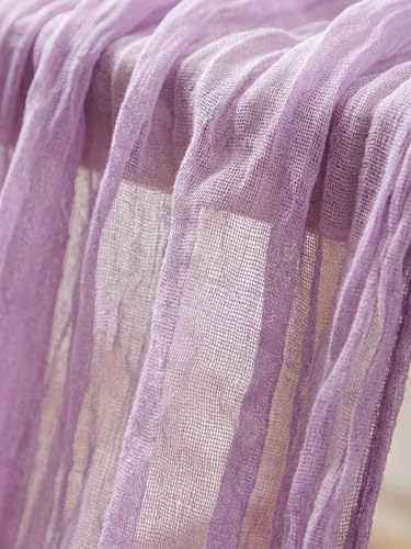SUNRISING Lilac Purple Lavender Cheesecloth Table Runner 10ft | Rustic Boho Gauze Wedding Decor