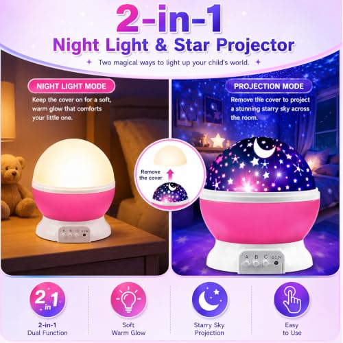 Rotating Star Projector Night Light for Kids Bedroom - Multi-Color Sky Light