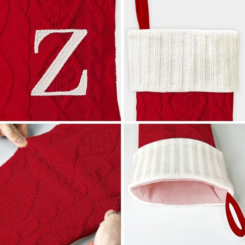 Personalized 21-Inch Knitted Monogram Christmas Stocking with Letter Initial