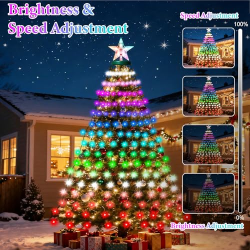 AMIPEPE 394LED Smart Christmas Tree Lights with Star Topper, 6.6ft, App Control, Music Sync, RGB Indoor/Outdoor