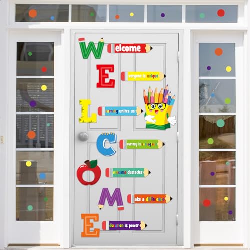 Welcome Back to School Door Clings Stickers - 6 Colorful Decals