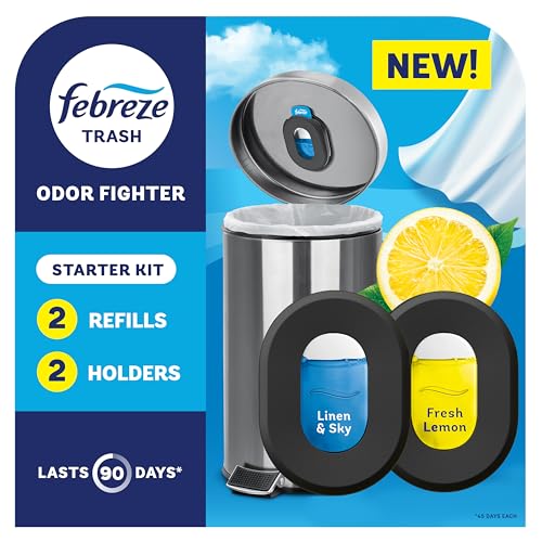 Febreze Trash Can Odor Fighter Stick-On Air Freshener 2 Holders & 2 Refills