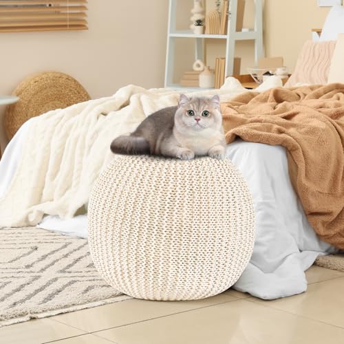 Round Plush Foam-Filled Pouf Ottoman, 26-Inch Decorative Foot Rest