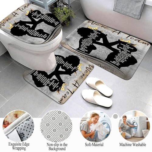 4-Piece King & Queen Shower Curtain Set with Non-Slip Rugs and Bath Mat