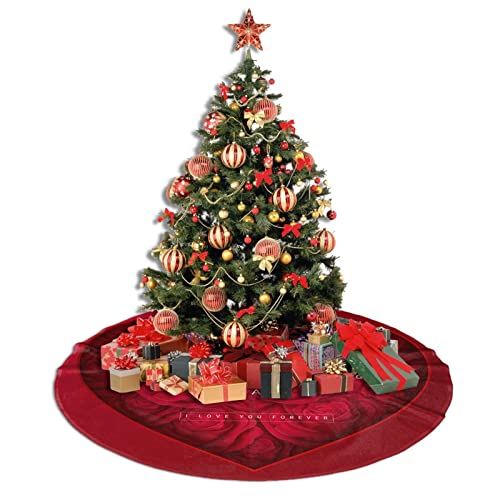 Large 30 Inch Christmas Tree Skirt - Red & Plush Decor for Xmas, Valentine’s Day Hearts