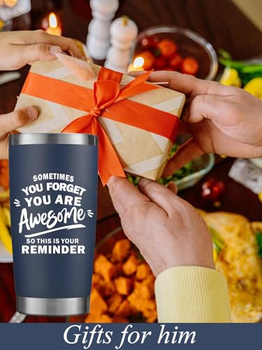 MAQLON 20 oz Navy Blue Inspirational Travel Tumbler - Coffee & Cold Drink Mug