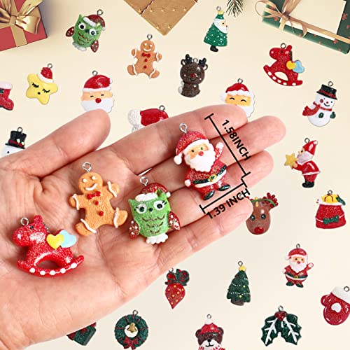 30-Piece Mini Resin Christmas Tree Ornament Set, Festive Holiday Charms