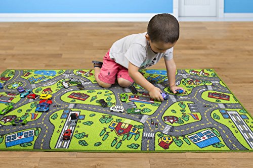 Kids City Life Playmat Rug - 60x32 Inch Educational Road Traffic Play Mat