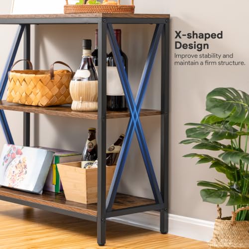 31.5-Inch Industrial 3-Tier Console Table, Narrow Rustic Entryway Sofa Table