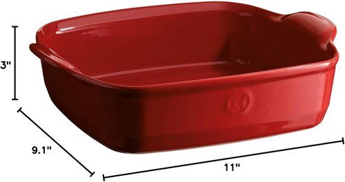 Emile Henry France Square Baking Dish - Ultime Ovenware in Burgundy | Durable & Stylish