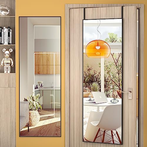 Full Length Over-the-Door Mirror - 51 x 16 Inch Shatterproof Wall Mirror