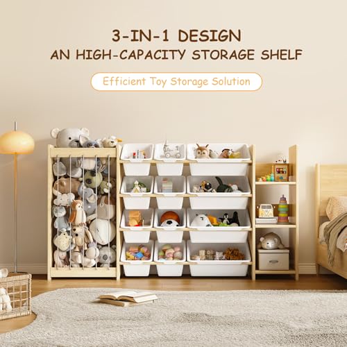 3-in-1 Kids Toy Storage Organizer with 12 Bins and Bookshelf