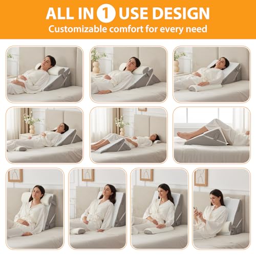 Adjustable 3-Piece Wedge Pillow Set for Post Surgery Support