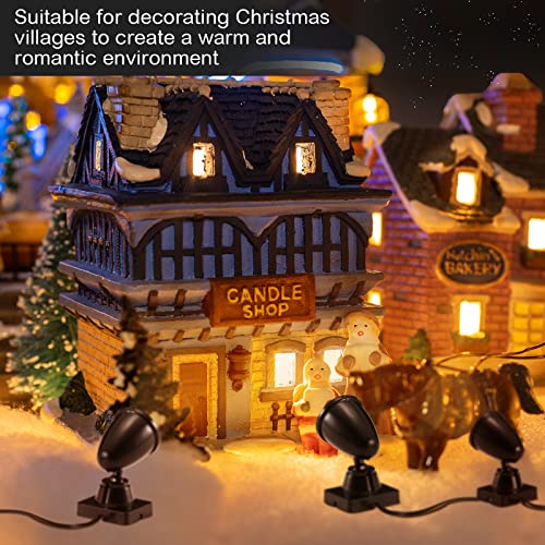 Roowest 4 Packs Mini LED Spot Lights for Christmas Village Display (Variation: THIS listing 4)