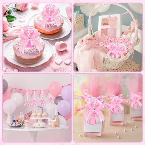 36 Pcs Baby Shower Pacifier Necklaces - Cute Footprint Party Favors (Pink)