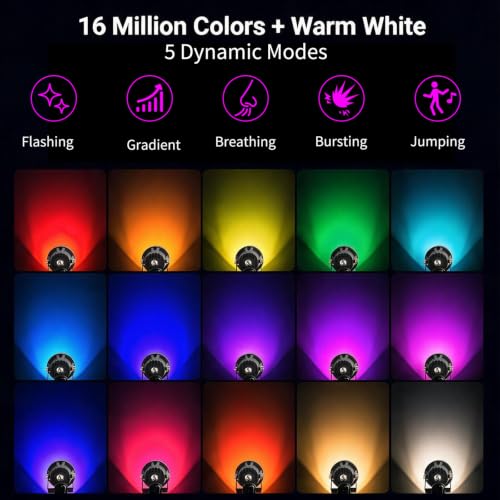 CREPOW Multicolor RGBW LED Clip-On Plant & Indoor Spotlight Set with App & Remote