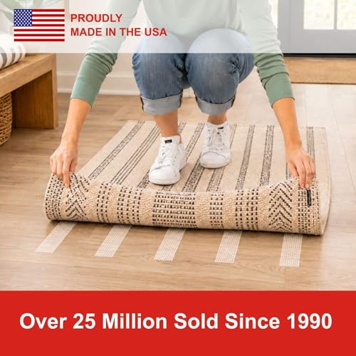 Double Sided Non-Slip Rug Tape, Reusable Carpet Grip Roll 4in x 25ft