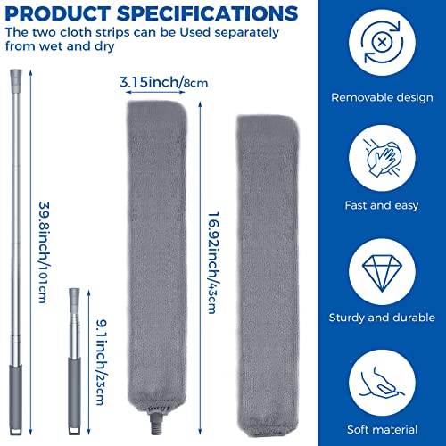 Retractable Gap Dust Cleaner with 61" Extension Pole & 2 Microfiber Cloths