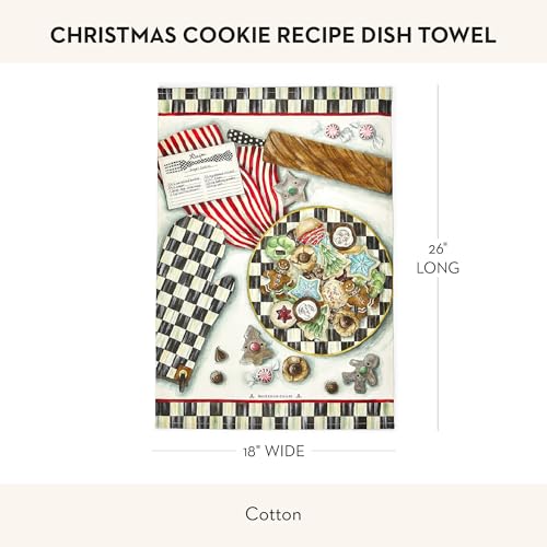 MacKenzie-Childs Christmas Cookie Recipe Cotton Dish Towel – 1-Pack, 18 x 26 in