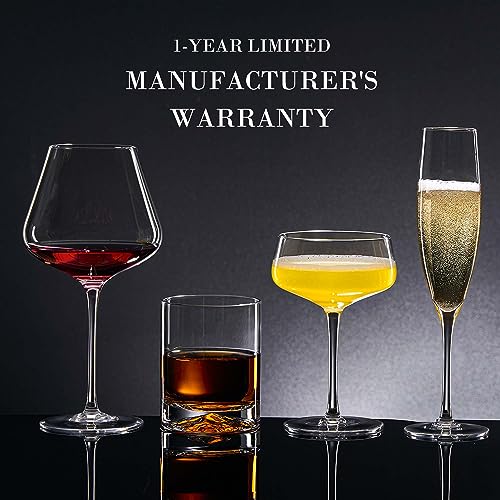 JBHO Set of 4 Hand Blown Lead-Free Crystal Champagne Flutes - Elegant Gift Box, 8oz, Wedding & Celebration Glassware