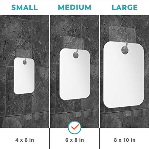 HONEYBULL Fogless Shower Mirror 6x8in No Drill Mount Anti-Fog Acrylic for Shaving