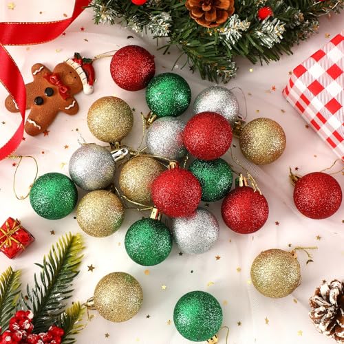 JULMELON Christmas Ball Decorations Set - 36 Shatterproof Glitter Ornaments, Holiday Tree Decor, Christmas Tree Decoration - Christmas Ball Variant