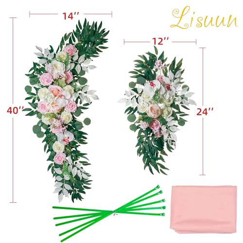 Artificial Wedding Arch Flower Swags with Chiffon Runner, 3-Piece Set