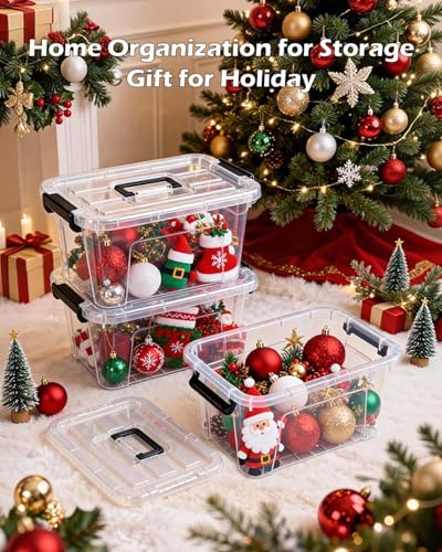 Clear Plastic Storage Bins with Lids 7-Quart 6-Pack Stackable Totes
