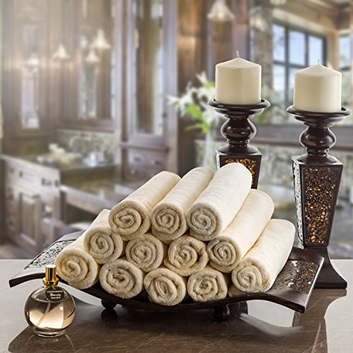 100% Cotton Velour Fingertip Towels - 4-Pack Cream Decorative Hand Towels