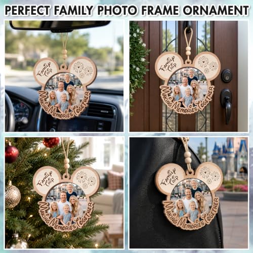 MeoDen Family Photo Frame Ornament - 4x4 Wooden Keepsake for Christmas Tree