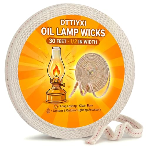 1/2 Inch x 30 Ft Flat Cotton Oil Lamp Wick for Lanterns and Oil Lamps