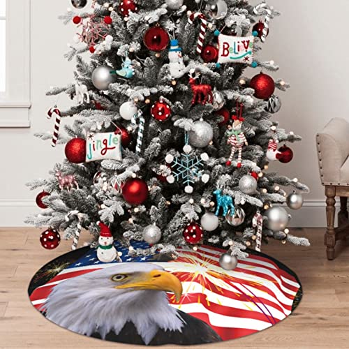 Ubouigr Bald Eagle American Flag Christmas Tree Skirt 36" (36 Inch) Thickened